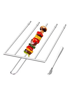 5 in 1 Kabob Skewers for Grilling with Slider Stainless Steel BBQ Metal Barbecue Kabobs Shish Kebab Grill Ideal Sticks Shrimp Veggie Meat Chicken