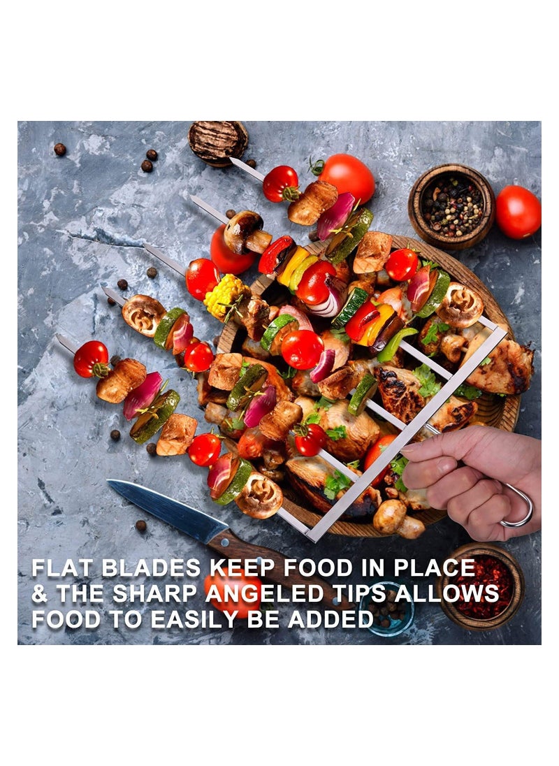 NIBEMINENT - 5 in 1 Kabob Skewers for Grilling with Slider Stainless Steel BBQ Metal Barbecue Kabobs Shish Kebab Grill Ideal Sticks Shrimp Veggie Meat Chicken - Image 1