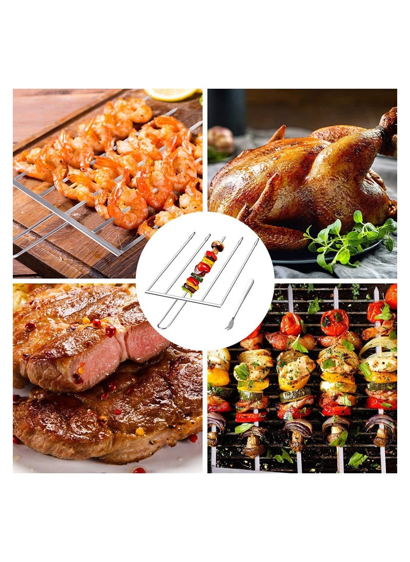 NIBEMINENT - 5 in 1 Kabob Skewers for Grilling with Slider Stainless Steel BBQ Metal Barbecue Kabobs Shish Kebab Grill Ideal Sticks Shrimp Veggie Meat Chicken - Image 1