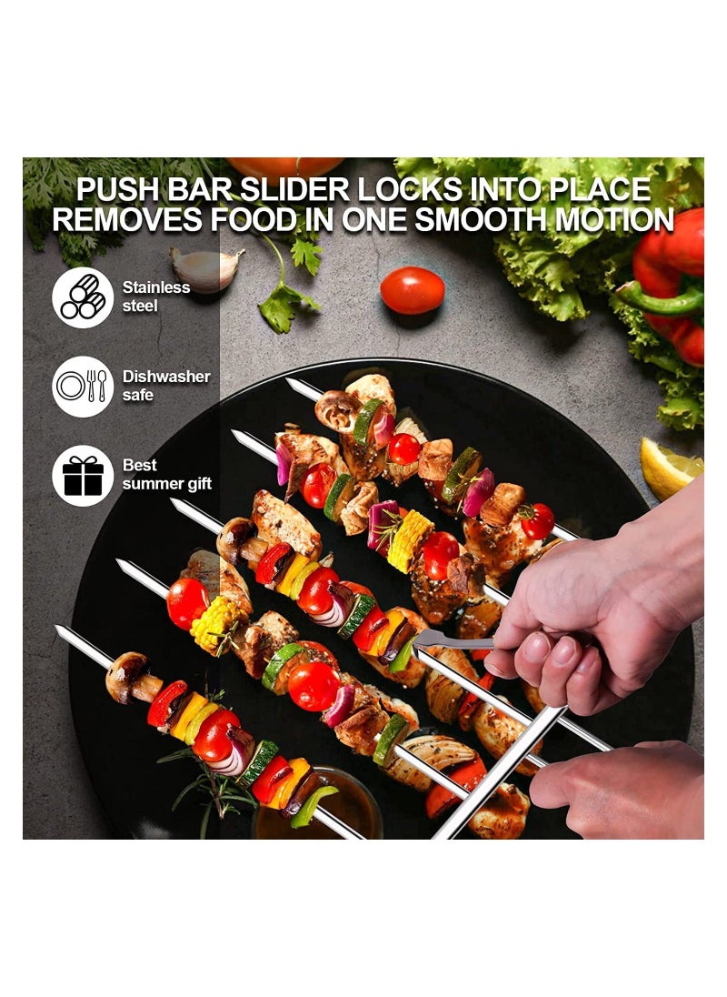 NIBEMINENT - 5 in 1 Kabob Skewers for Grilling with Slider Stainless Steel BBQ Metal Barbecue Kabobs Shish Kebab Grill Ideal Sticks Shrimp Veggie Meat Chicken - Image 1
