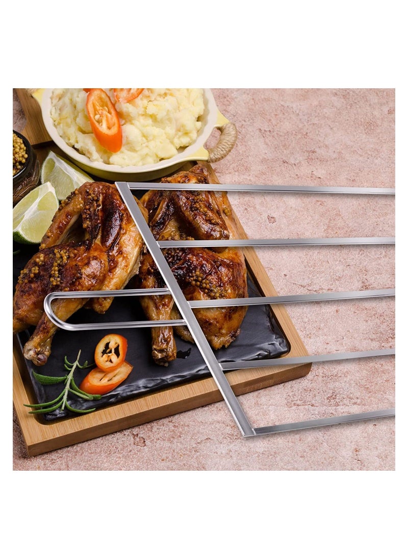 NIBEMINENT - 5 in 1 Kabob Skewers for Grilling with Slider Stainless Steel BBQ Metal Barbecue Kabobs Shish Kebab Grill Ideal Sticks Shrimp Veggie Meat Chicken - Image 1