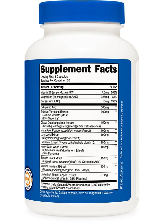 مجمع دعم هرمون التستوستيرون من Nutricost (90 كبسولة) - 1800 مجم لكل وجبة - Image 4