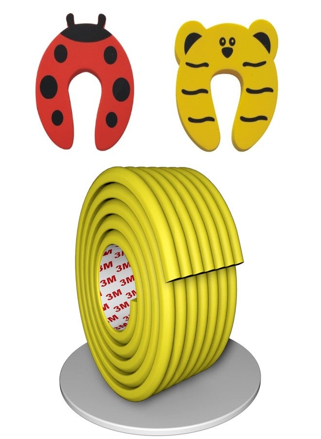 OLWICK شريط حماية الحواف والزوايا من OLWICK® قطعة واحدة من الفوم عالي الكثافة بطول مترين + قطعتان من واقيات أصابع الأطفال للأبواب (أصفر) - Image 1