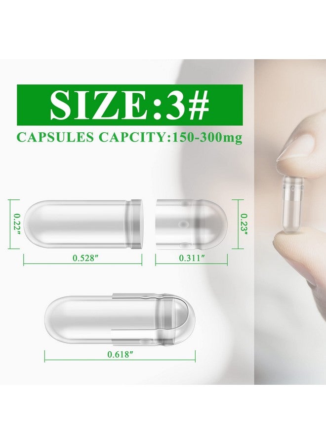 wananfu Size 3 Empty Capsules Vegetarian (100 Count) Bundle with 2 Micro Lab Spoons, Clear Fillable Veggie Pill Capsules Size 3 for Making Your Own Supplements - Image 5