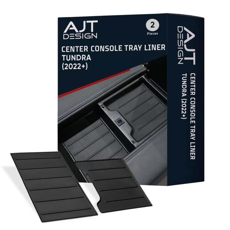 AJT DESIGN Center Console Organizer Tray Liner Compatible with 2022 Toyota Tundra Platinum 1794 TRD PRO Capstone Fits 2023 Sequoia AntiSlip Mat for Car Console Organizer Tray 2Piece Black - Image 2