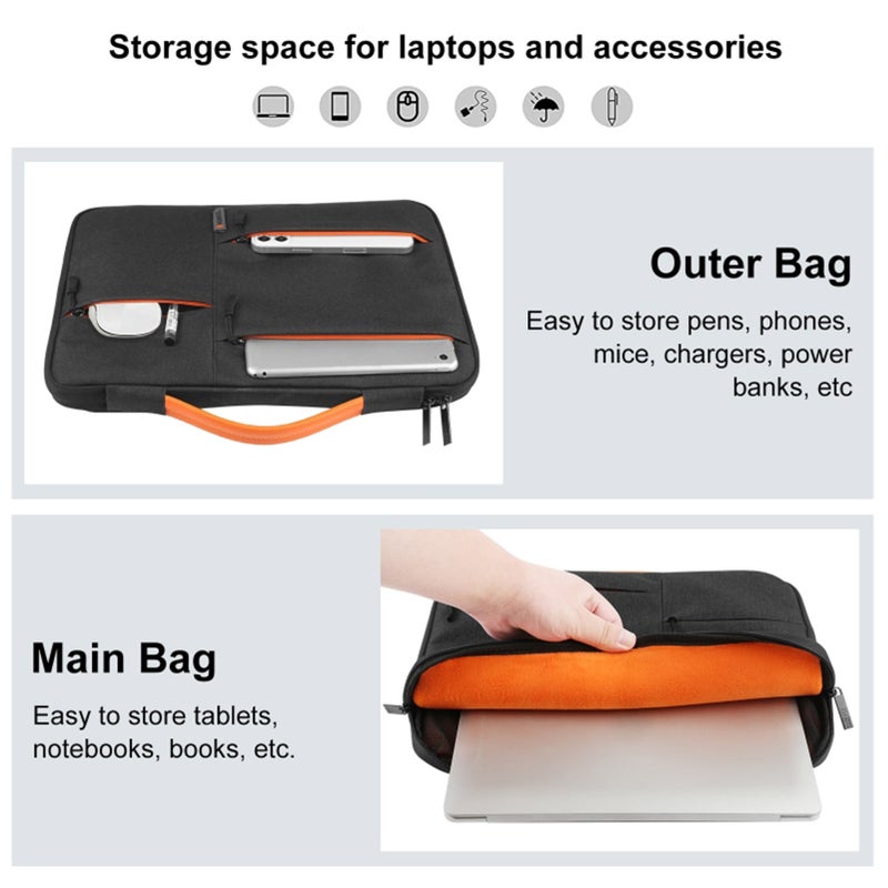 14 Inch Universal Business Laptop Handbag Waterproof Multiple-layer Protection PU Handle - Image 3