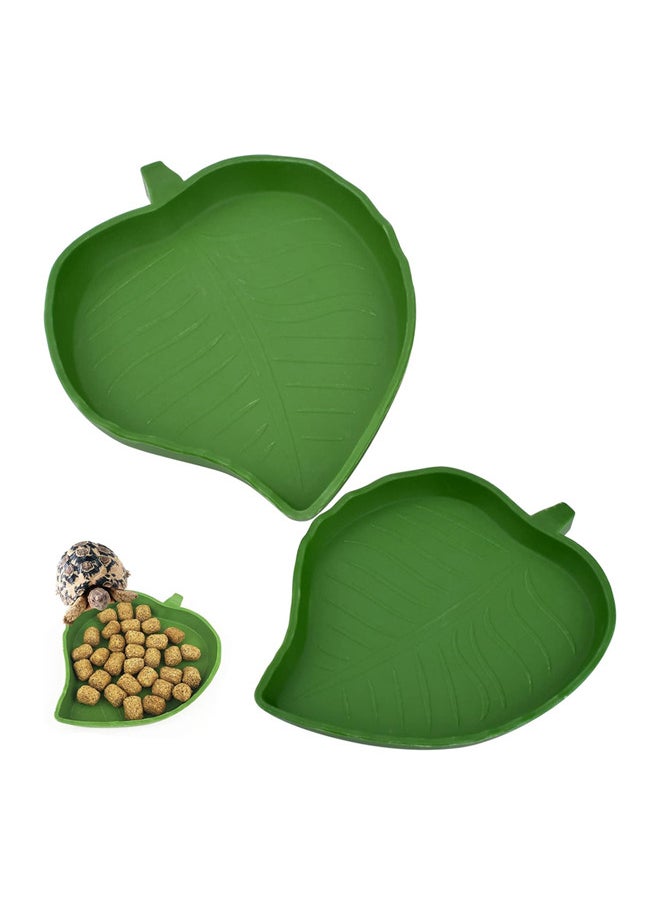 Neostyle 2PCS Reptile Leaf Food Water Bowl, 2 Sizes Suitable for Small Reptiles Such as Turtles And Lizards  - Image 1