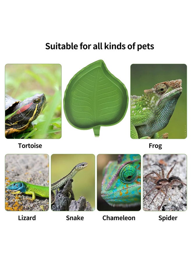 Neostyle 2PCS Reptile Leaf Food Water Bowl, 2 Sizes Suitable for Small Reptiles Such as Turtles And Lizards  - Image 2