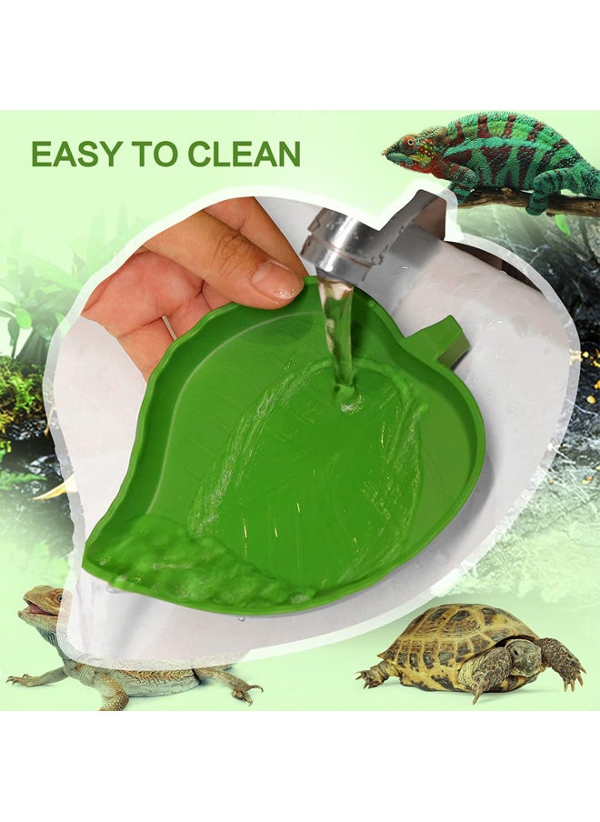 Neostyle 2PCS Reptile Leaf Food Water Bowl, 2 Sizes Suitable for Small Reptiles Such as Turtles And Lizards  - Image 5