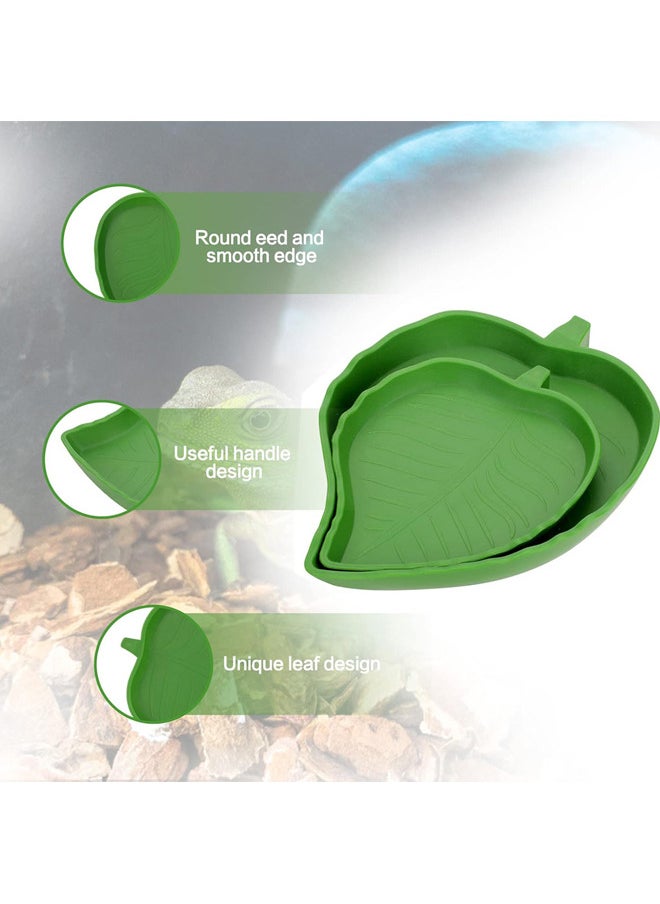 Neostyle 2PCS Reptile Leaf Food Water Bowl, 2 Sizes Suitable for Small Reptiles Such as Turtles And Lizards  - Image 4