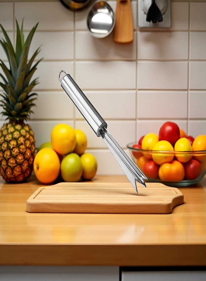 Zhuluck Silver Pineapple Eye Peeler Remover Tool, Multipurpose Pineapple Eye Clip,Pineapple Eye Cutter V Shape Stainless Steel Pineapple Peelers and Slicers for Home Kitchen - Image 4