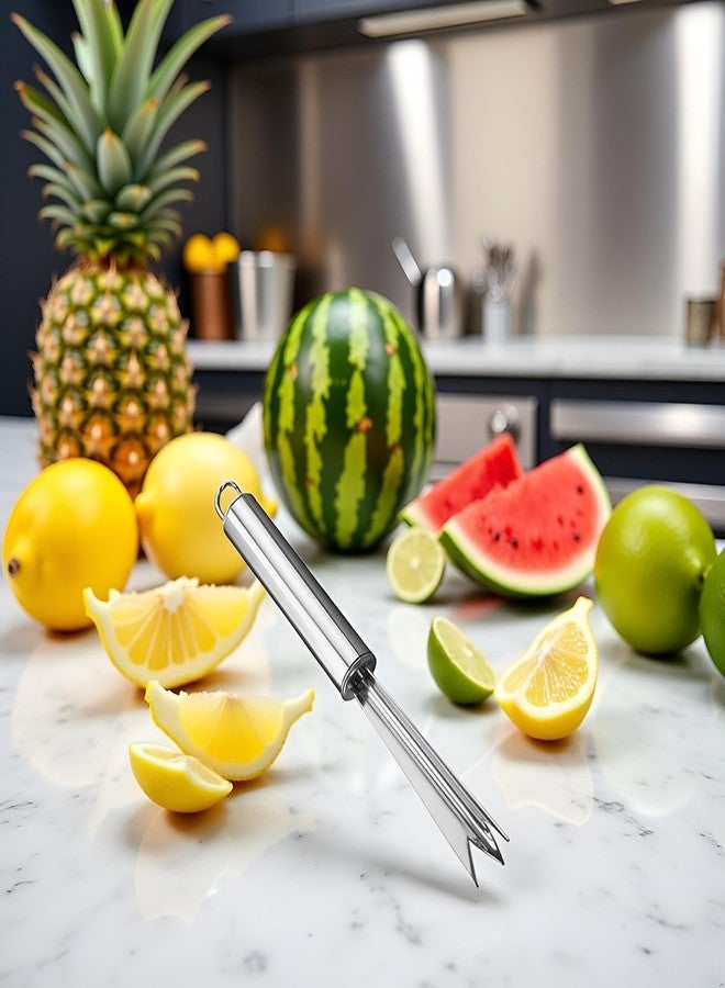 Zhuluck Silver Pineapple Eye Peeler Remover Tool, Multipurpose Pineapple Eye Clip,Pineapple Eye Cutter V Shape Stainless Steel Pineapple Peelers and Slicers for Home Kitchen - Image 5