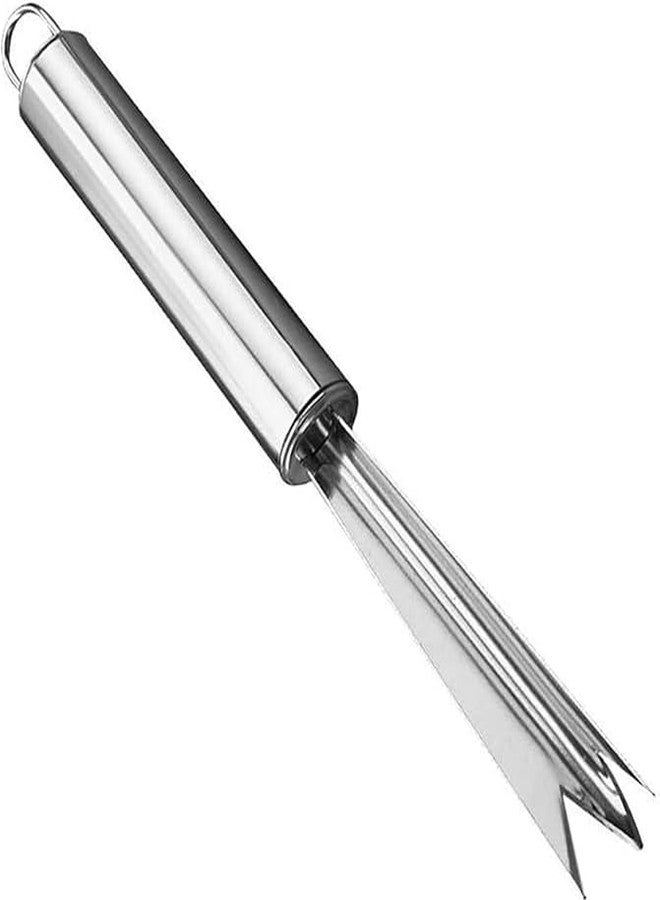 Zhuluck Silver Pineapple Eye Peeler Remover Tool, Multipurpose Pineapple Eye Clip,Pineapple Eye Cutter V Shape Stainless Steel Pineapple Peelers and Slicers for Home Kitchen - Image 1
