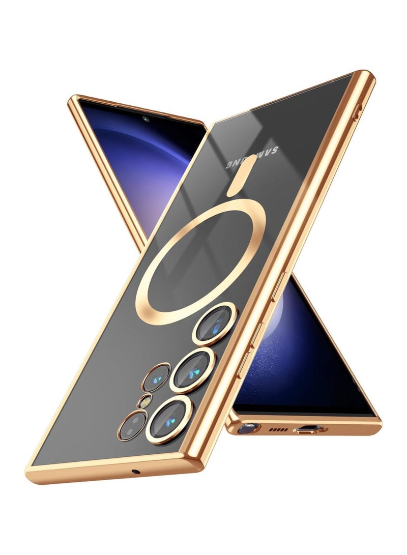 Magnetic Case for Samsung Galaxy S23 Ultra Compatible with Wireless Charging, Cover Camera Lens Protector, Slim Protective anti Yellowing Clear Case for Samsung S23 Ultra - Image 1