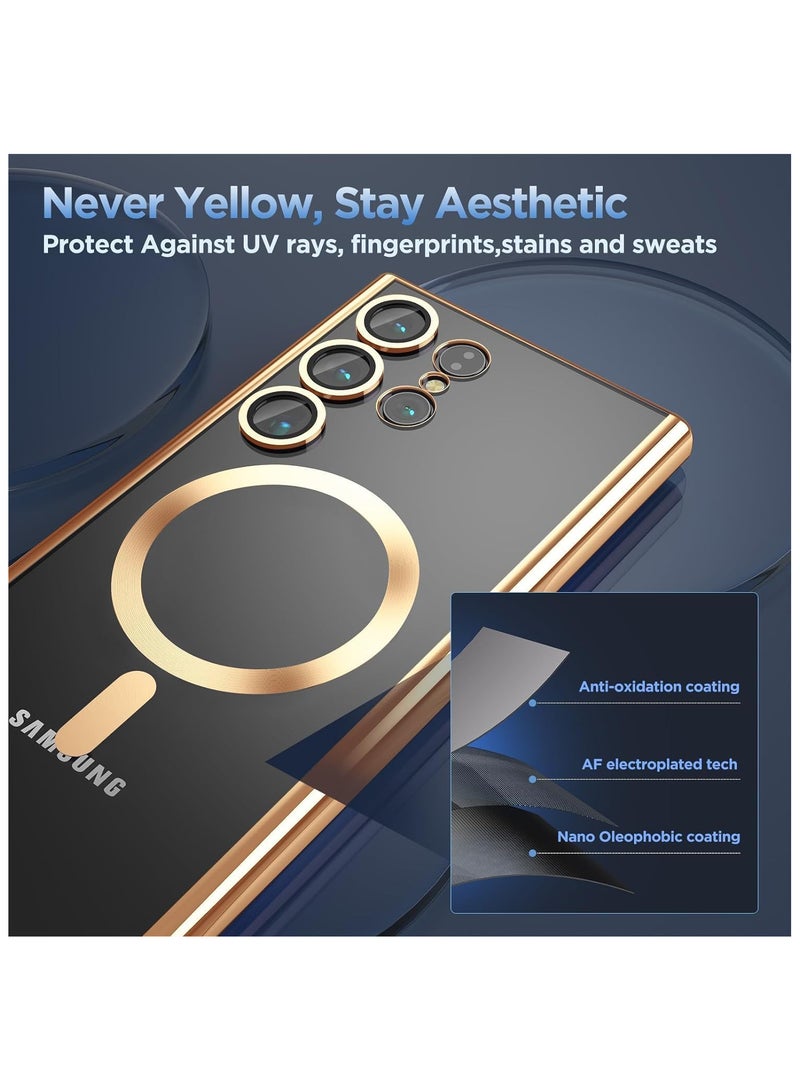 Magnetic Case for Samsung Galaxy S23 Ultra Compatible with Wireless Charging, Cover Camera Lens Protector, Slim Protective anti Yellowing Clear Case for Samsung S23 Ultra - Image 2