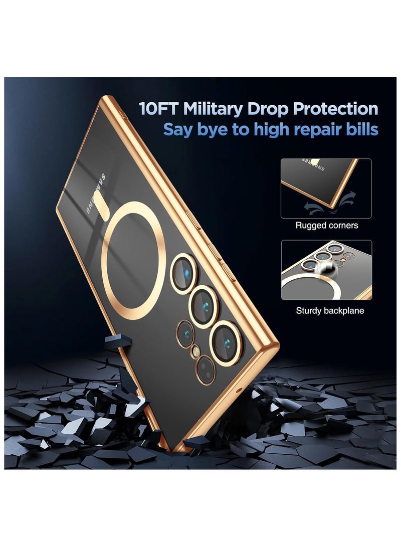 Magnetic Case for Samsung Galaxy S23 Ultra Compatible with Wireless Charging, Cover Camera Lens Protector, Slim Protective anti Yellowing Clear Case for Samsung S23 Ultra - Image 3