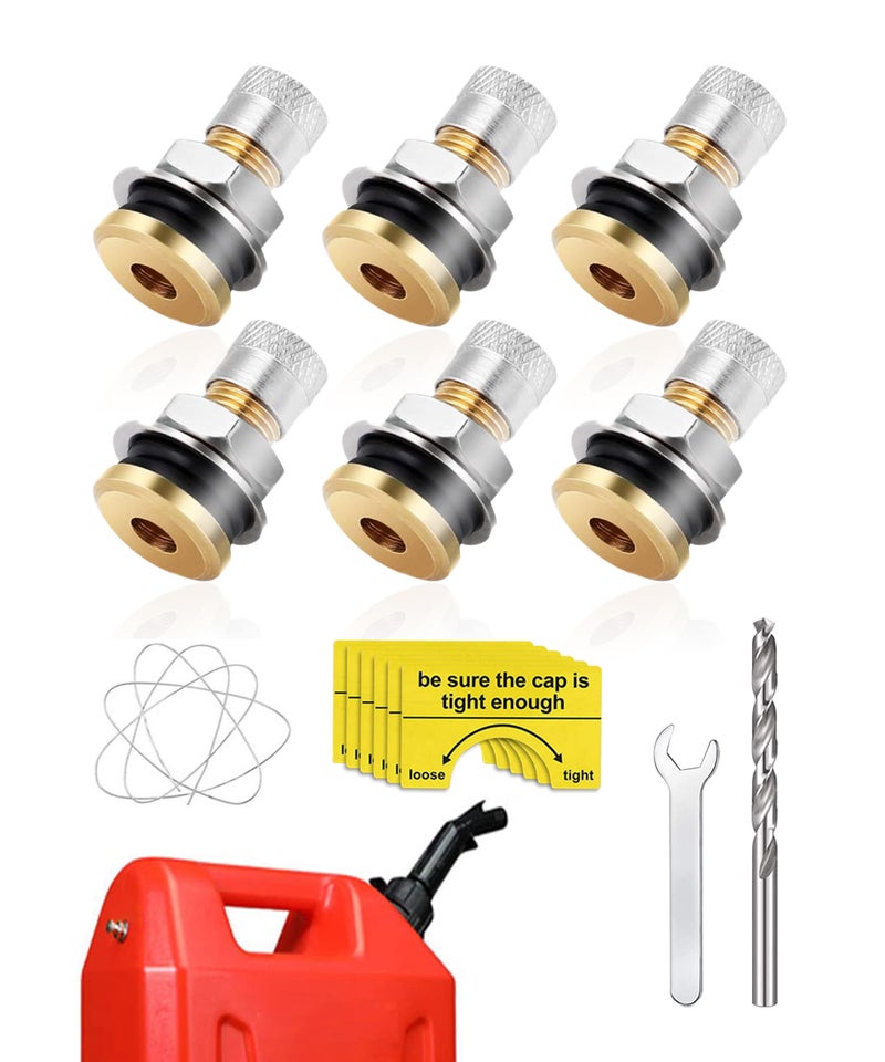 SUJADE YAKEFLY 6 Pack Fuel Gas Tank Vent CapsLeakProof Gas Jug Vent Caps Enhances FlowMetal Gas Can Vent Cap KitGas Tank Vent Cap Fuel Tank Exhaust Vent Valve Kit for Faster Refills - Image 3