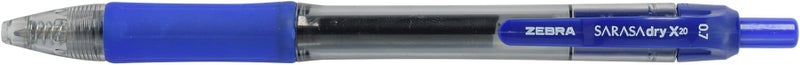 Zebra Pen Sarasa Dry X20 Retractable Gel Pen, Medium Point, 0.7mm, Blue Ink, 12-Pack - Image 2