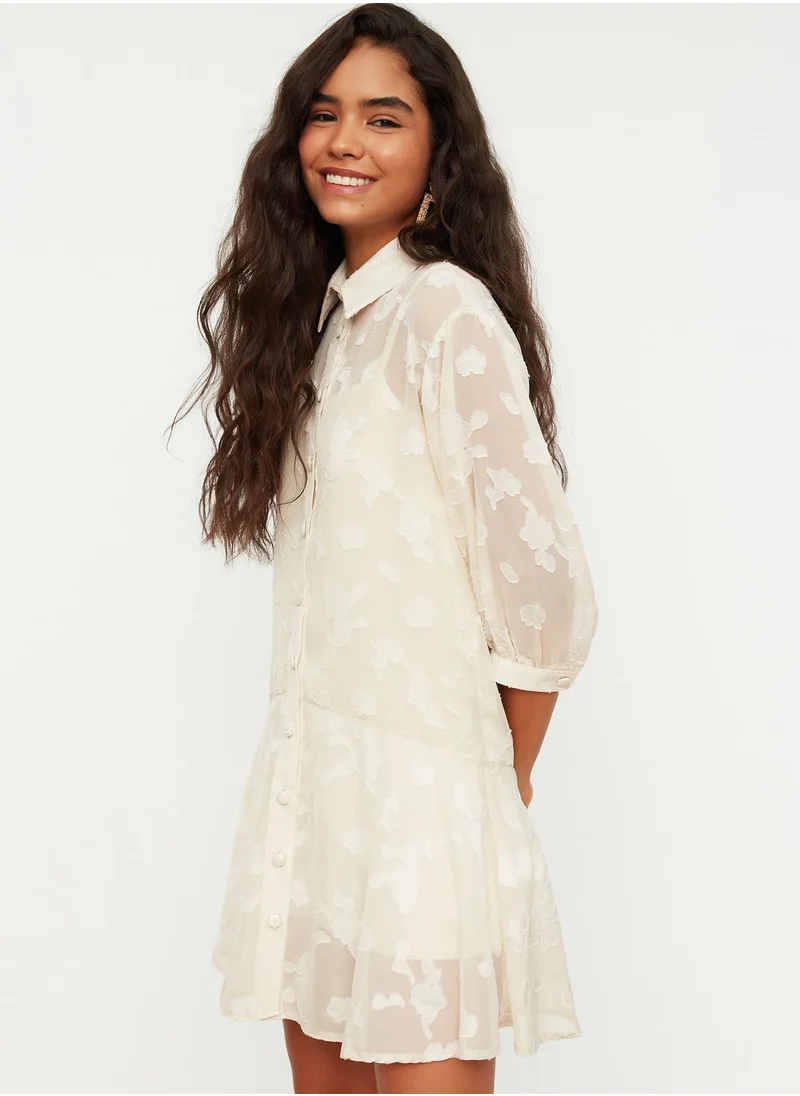 trendyol Button Detail Ruffle Hem Dress