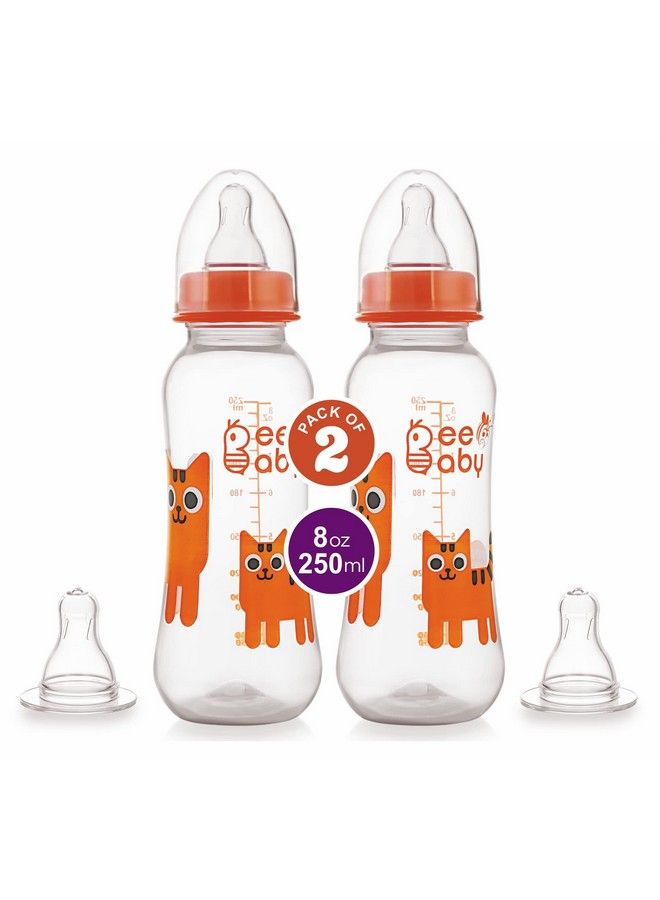Beebaby Easystart Slim Neck Baby Feeding Bottle With 4 Anticolic Gentle Touch Silicone Nipples For New Born Infant Babies 100% Bpa Free. (250 Ml Orange 2) - Image 2