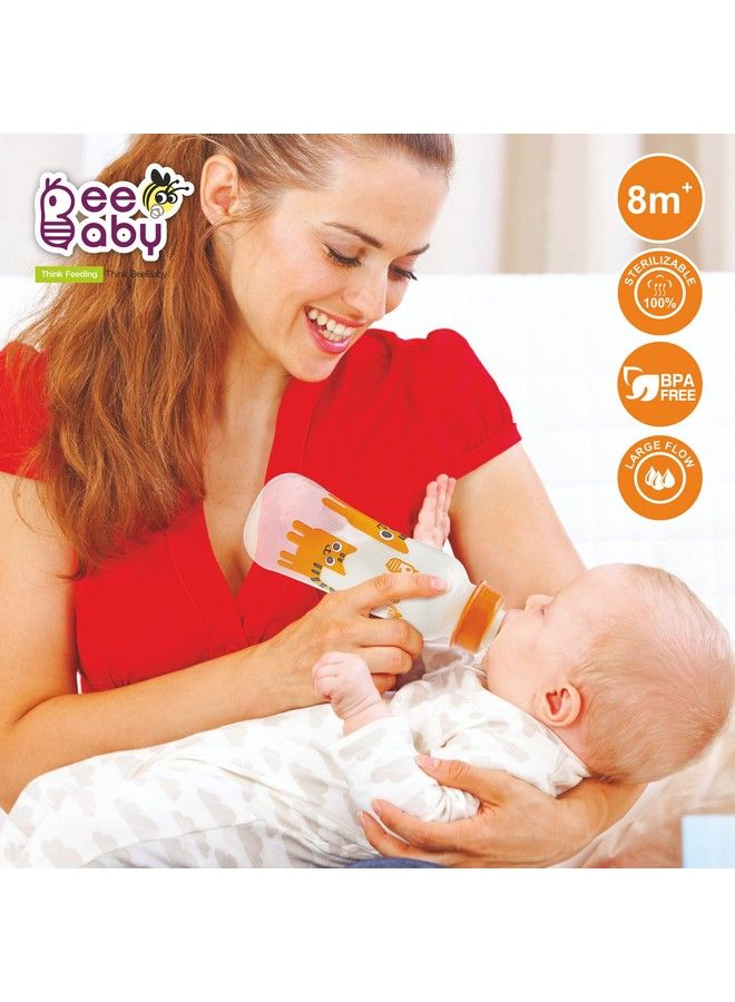 Beebaby Easystart Slim Neck Baby Feeding Bottle With 4 Anticolic Gentle Touch Silicone Nipples For New Born Infant Babies 100% Bpa Free. (250 Ml Orange 2) - Image 5