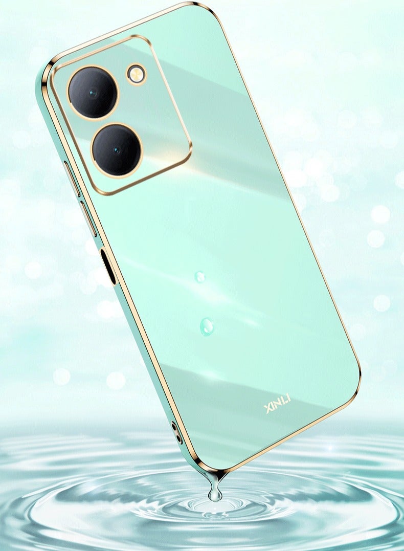 Color Fans For Vivo Y27 5G 5G Case Glossy Electroplating TPU Protective Cover Gold-Green - Image 2