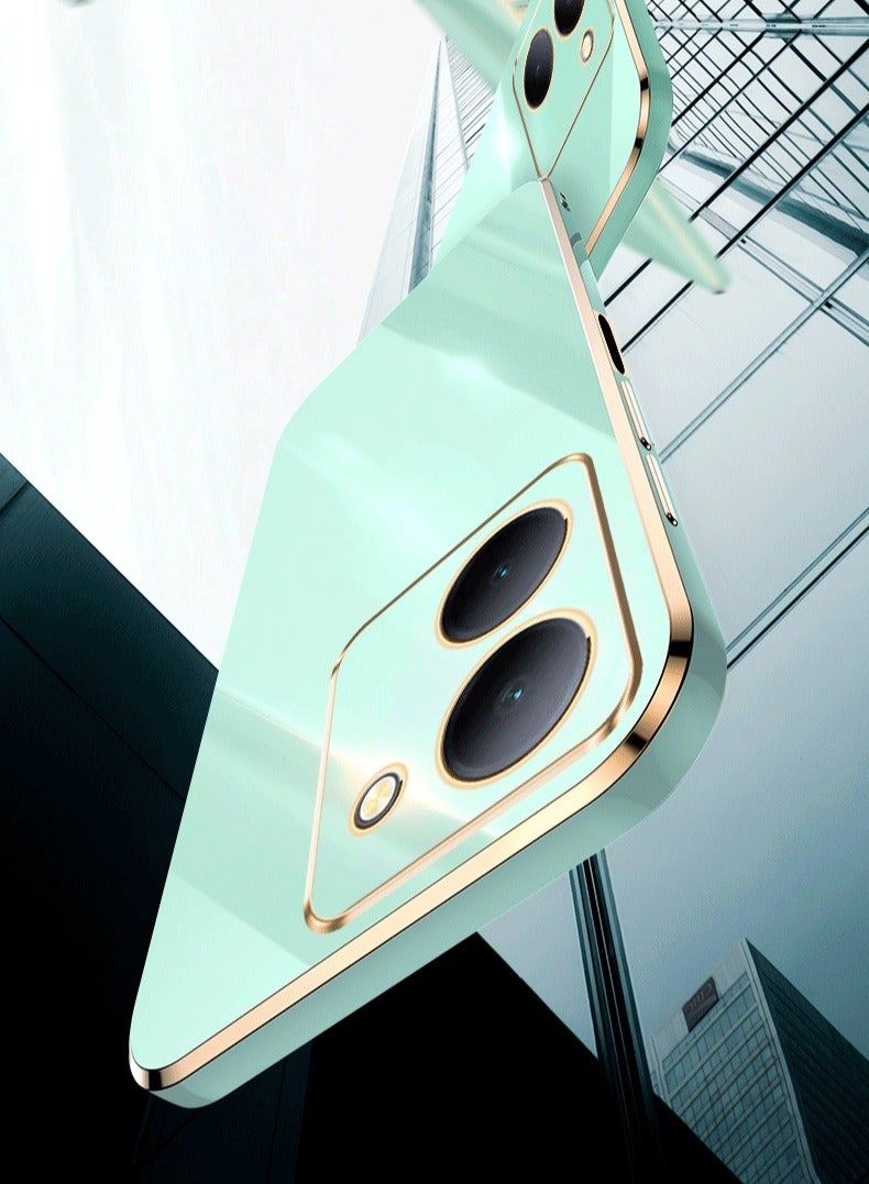 Color Fans For Vivo Y27 5G 5G Case Glossy Electroplating TPU Protective Cover Gold-Green - Image 4