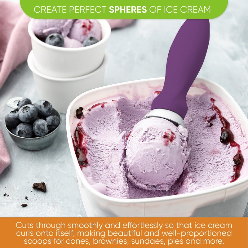 Spring Chef Ice Cream Scoop with Soft Grip Handle, Professional Heavy Duty Sturdy Scooper, Premium Kitchen Tool for Cookie Dough, Gelato, Sorbet, Purple - Image 4