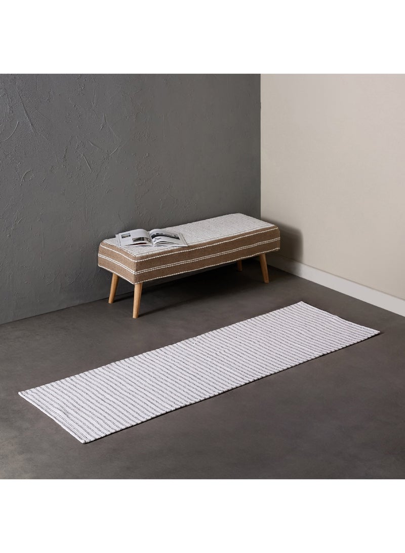Home Box Allan Snow Recycled Cotton Dhurrie 180 x 60 cm  - Image 1