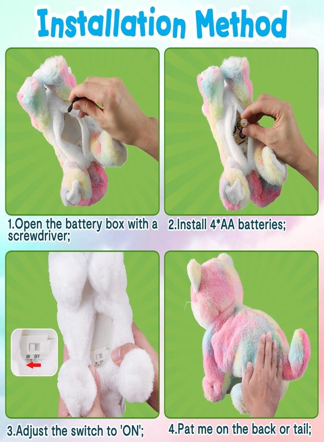 HCdoujoy Colorful Plush Robot Cat Stuffed Animal Interactive Cat Robot Toy, Robotic Cat Barking Meow Kitten Touch Control, Animated Kitty Cat Pet, Robot Kitty Toy for Baby Birthday H:12" - Image 5