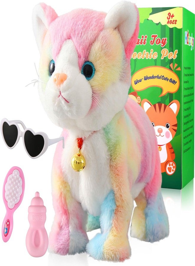 HCdoujoy Colorful Plush Robot Cat Stuffed Animal Interactive Cat Robot Toy, Robotic Cat Barking Meow Kitten Touch Control, Animated Kitty Cat Pet, Robot Kitty Toy for Baby Birthday H:12" - Image 1