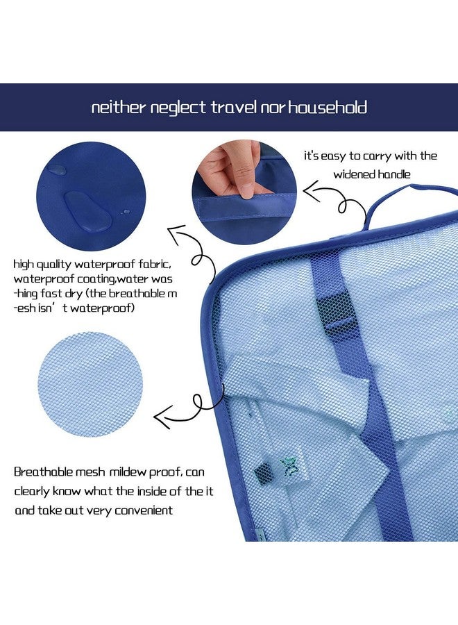 BSBDA Travel Organizer 7 in 1 Travel Laundry Cosmetics Luggage Packing Organizers Set Makeup Bags Organizer Packing Cubes with Shoe Bag for travel (Blue) - Image 4