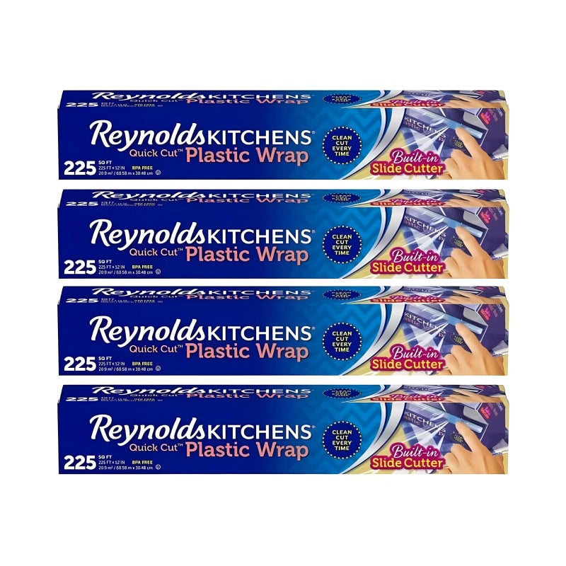 Reynolds Kitchens Quick Cut Plastic Wrap 225 Sq Ft Pack of 4