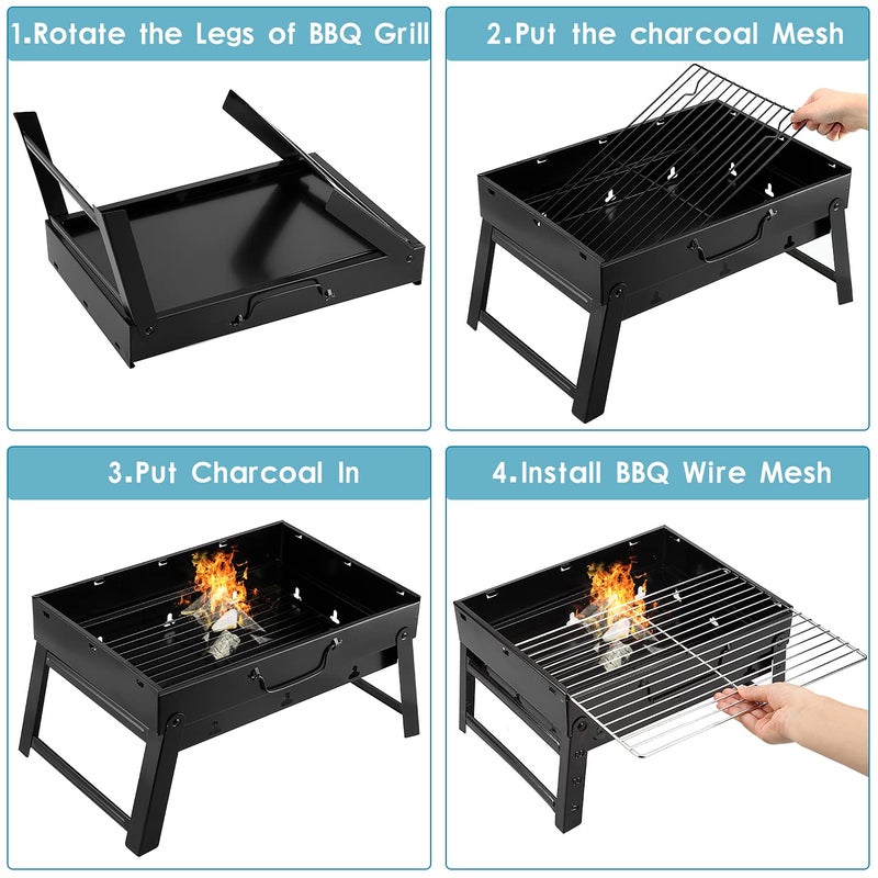 Uten Charcoal Grill, BBQ Grill Folding Portable Lightweight smoker Grill - Image 2