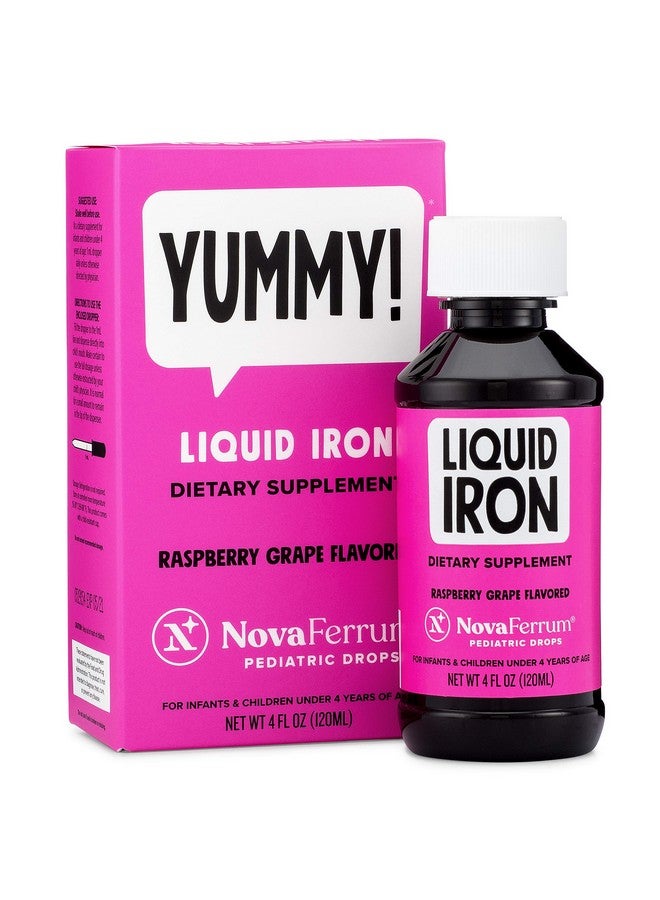 NovaFerrum Yummy | Pediatric Drops Liquid Iron Supplement for Infants and Toddlers | Liquid Iron for Kids | 15mg of Iron Per 1mL Dose | Ages 4 & Under | Gluten Free Certified | Sugar-Free | Raspberry - Image 1