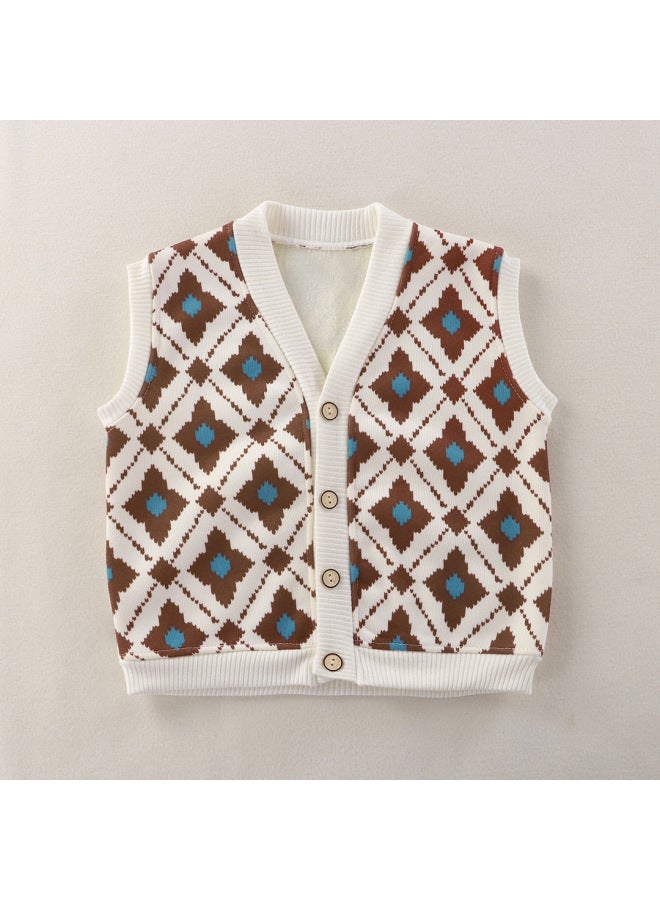 Boys' Fleece-lined Vest Children's Clothing Stylish Baby Clothes Girls' Autumn Vest Outerwear Quilted New
