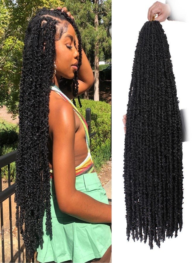 ZRQ 36 Inch Butterfly Locs Crochet Hair 6 Packs Pre-looped Distressed Locs Long Butterfly Locs Crochet Braids Hair Synthetic Goddess Locs Hair Extensions for Women (36 Inch,1B#) - Image 1