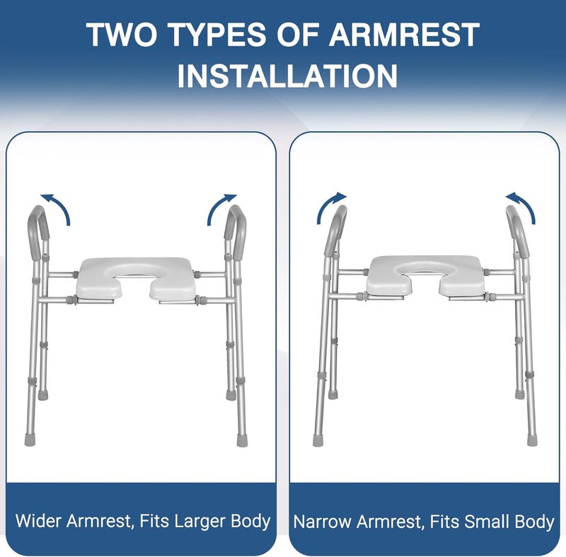 Raised Toilet Seat with Handles - Width & Height Adjustable Elevated Toilet Seat Risers for Seniors - Multi-Use Toilet Riser with Handles for Seniors, Handicap, Pregnant - Image 5
