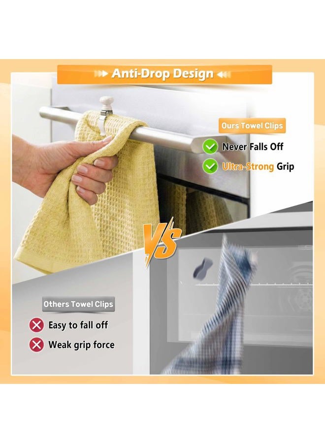 YANGSHUO Towel Clips Holder Kitchen:2 Pack Metal Towel Clips - Rust & Heat Resistant Towel Holder for Oven Handle, Dishwasher, Bathroom, Gift for Women Mom - Image 4