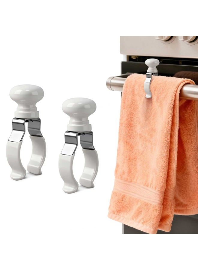 YANGSHUO Towel Clips Holder Kitchen:2 Pack Metal Towel Clips - Rust & Heat Resistant Towel Holder for Oven Handle, Dishwasher, Bathroom, Gift for Women Mom - Image 1