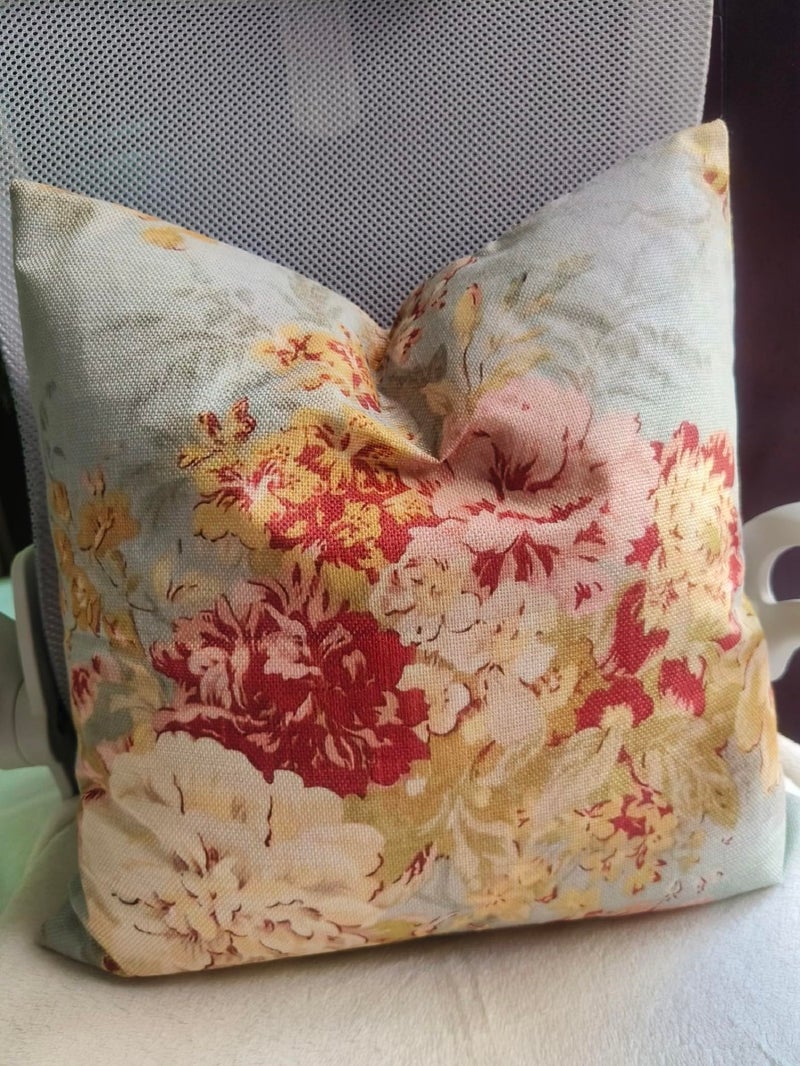 JACKGOLD Decorative Pillow Cover French Country Cottage Blue Decor Floral Farmhouse Linen Throw Pillow Cushion18x18inch Lumbar