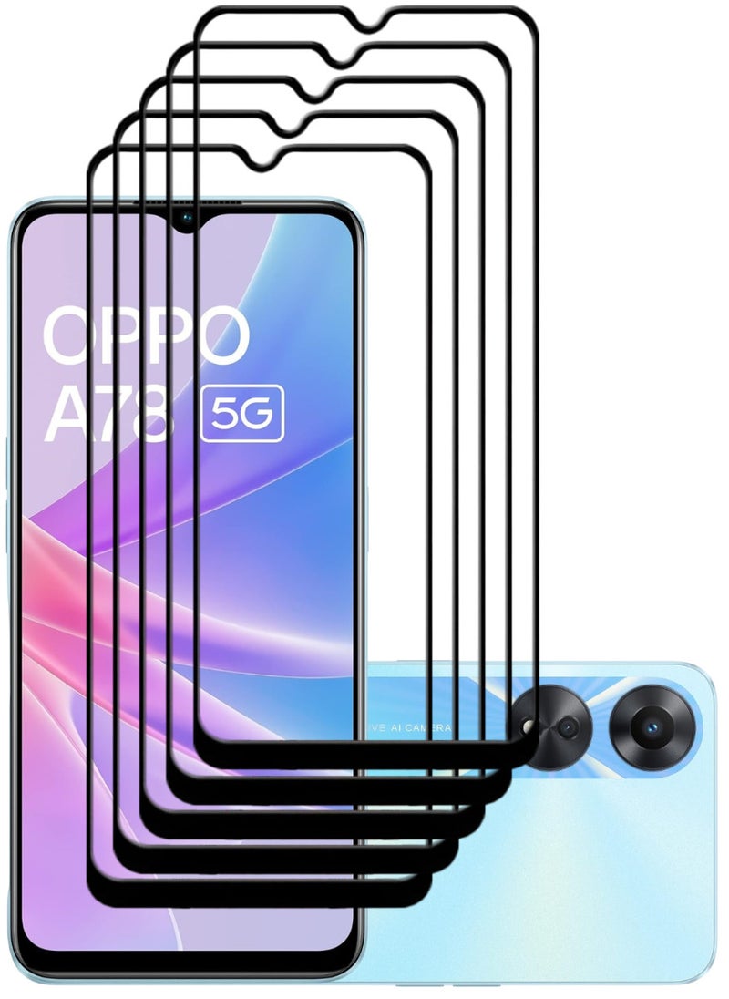 ACLIX 5 Pieces Antistatic ESD Dustproof Premium Quality High Definition Tempered Glass Screen Protector Designed For Oppo A78 - Image 1