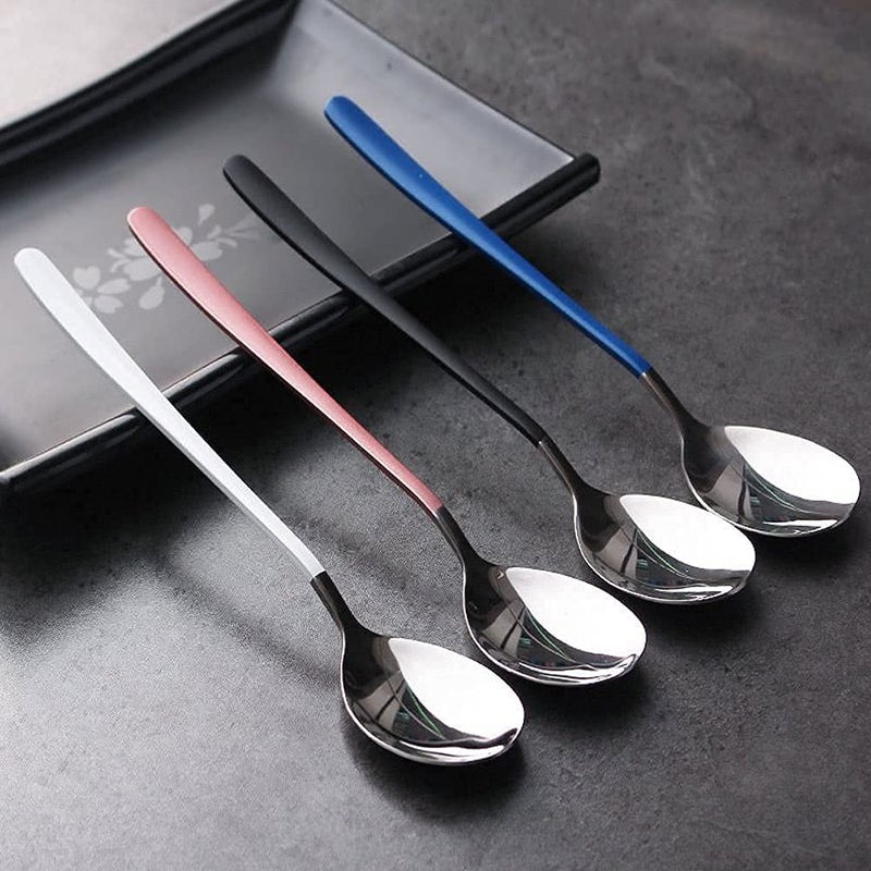 NAIDEV Stainless Steel Long Handle Spoon Korean Spoon Set for Home Kitchen or Restaurant Kitchen Utensil Eating Tableware Cutlery silverware Dishwasher Safe Tea spoon Use for HomeRestaurantset of 6 - Image 5