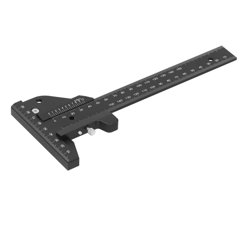 Woodworking Scribing Ruler Aluminum Alloy TType Scriber Carpentry Measuring Marking Gauge Tool - Image 3