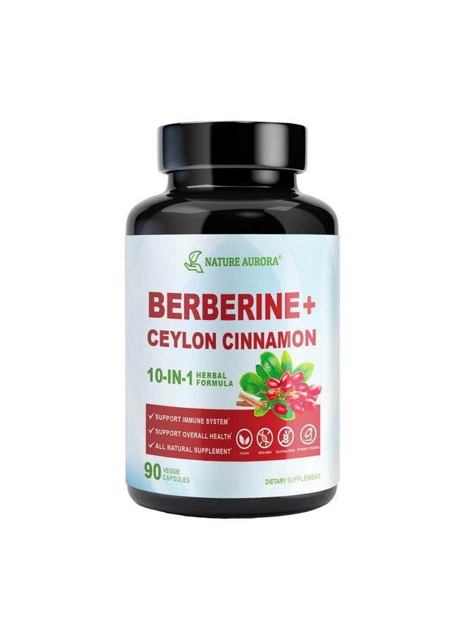 مكمل البربرين مع قرفة سيلان وبيكولينات الكروم، 10 في 1 بربرين 1000 ملغ لكل حصة، بربرين 5X لدعم الأيض والقلب والمناعة (90 كبسولة) - Image 1