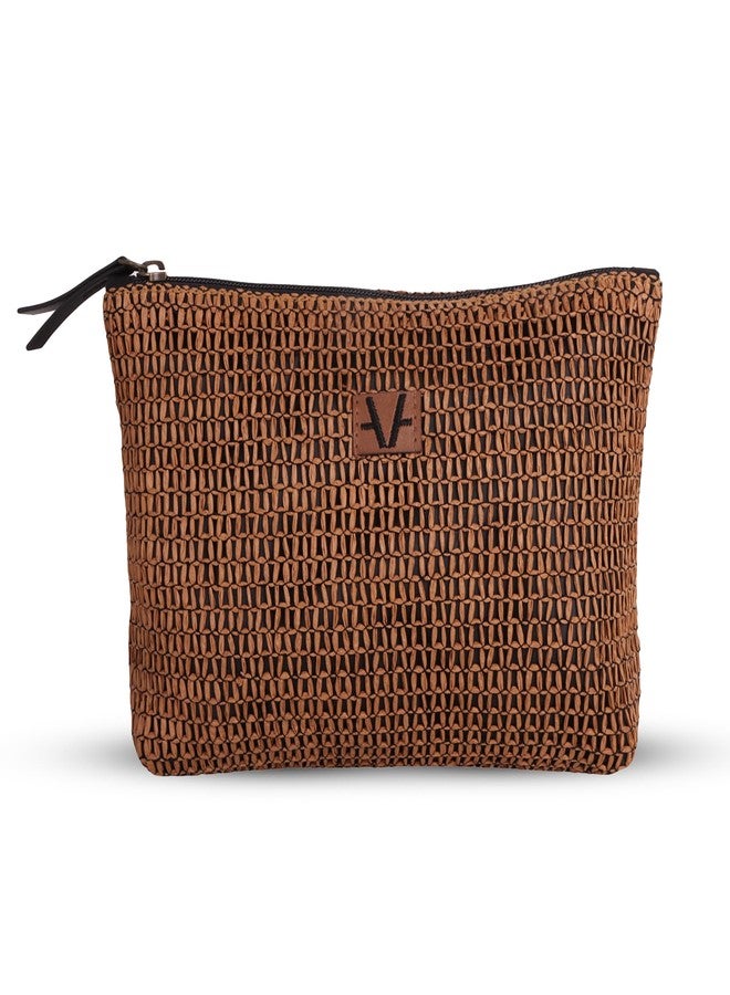 Avake Rustic Brown Makeup Pouch | Cosmetic, Jewellery, Toiletry, Makeup Organizer | Durable, Stylish, Portable & Versatile Storage Bag for Men & Women - Image 1