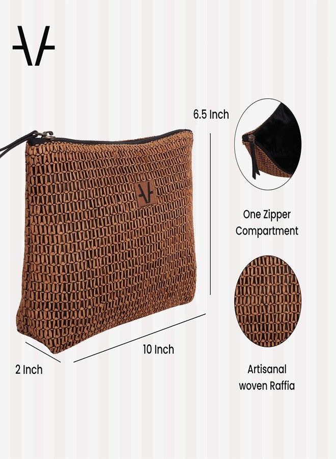 Avake Rustic Brown Makeup Pouch | Cosmetic, Jewellery, Toiletry, Makeup Organizer | Durable, Stylish, Portable & Versatile Storage Bag for Men & Women - Image 5