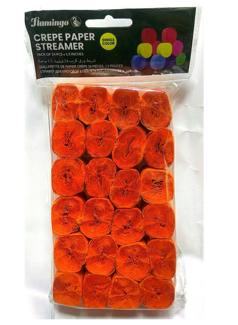 كريب ورق غاسل لون واحد 1.5 بوصة لون برتقالي حزمة من 24 - Image 1