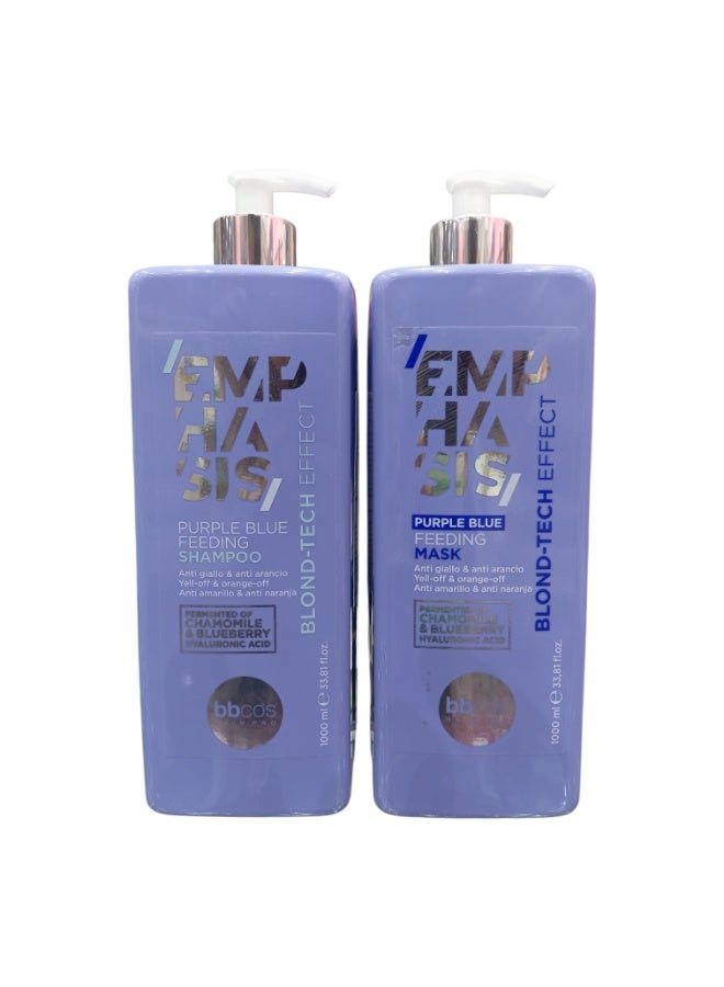 bbcos 1000ml Shampoo and 1000ml Hair Mask for Blonde Hair, Anti Yellow and Anti-Orange  With Chamomile  Blueberry Extract and Hyaluronic Acid. - Image 1