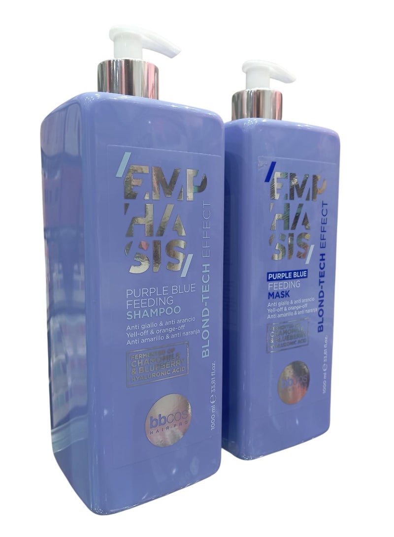 bbcos 1000ml Shampoo and 1000ml Hair Mask for Blonde Hair, Anti Yellow and Anti-Orange  With Chamomile  Blueberry Extract and Hyaluronic Acid. - Image 2
